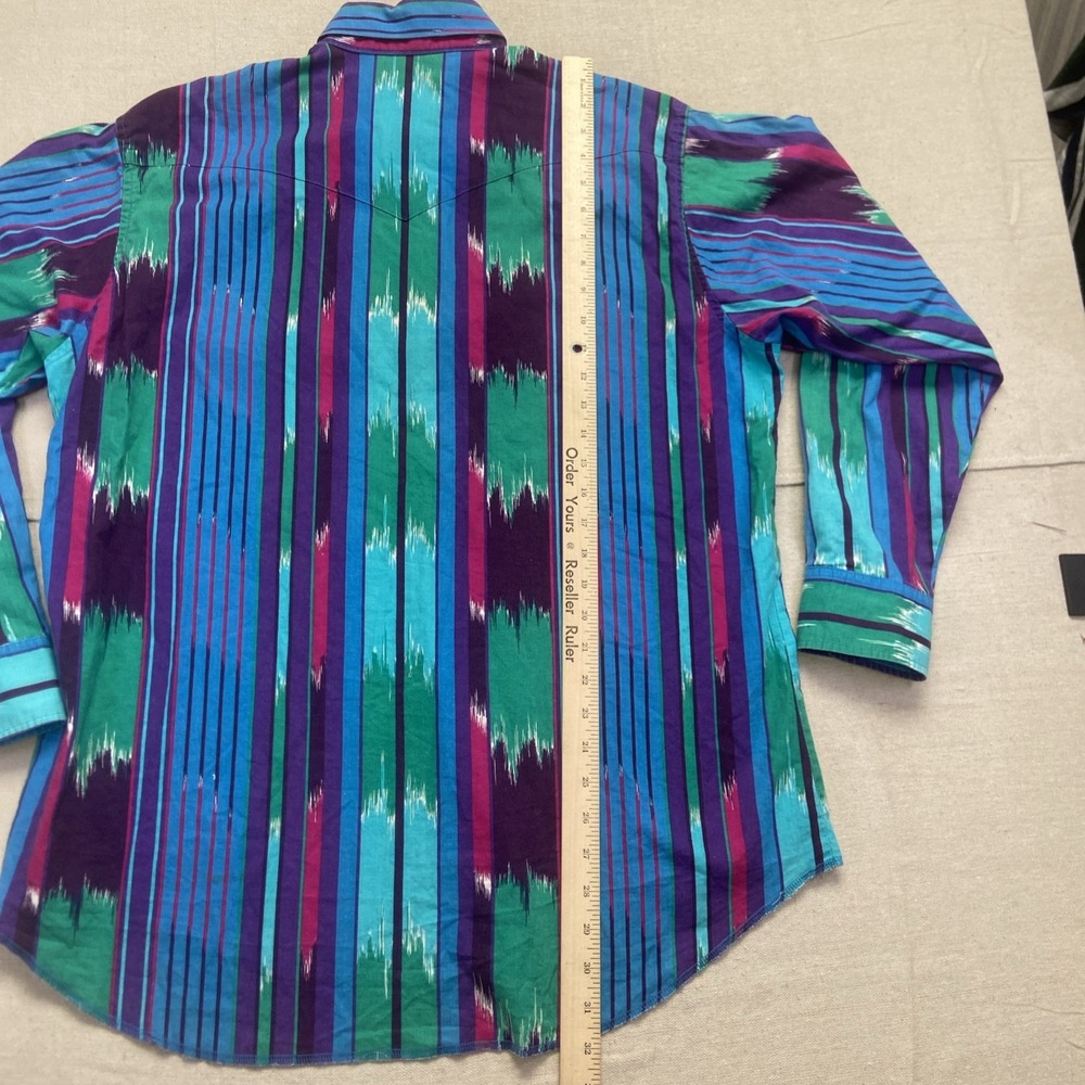Vintage Wrangler Shirt Mens XL Aztec Navajo Brushpopper Western Cowboy 90s - Picture 6 of 6